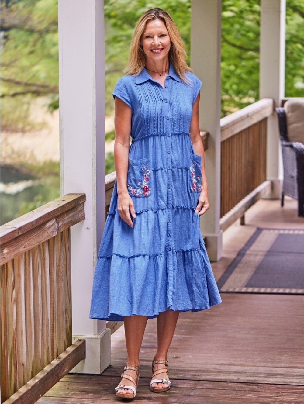 NWT April Cornell Nostalgic Prairie Dress, Periwinkle